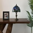 thumbnail image 3 of Tiffany Mini Table Lamp Blue Stained Glass Tulips for Living Room Bedroom Bedside 8" D*8" W*15" H, 3 of 6
