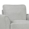 thumbnail image 5 of Accent Chair, Mid-Century Modern Fabric Upholstered Armchair with Thickened Cushions Padded and Curved Armrest Comfy Single Sofa Chair for Living Room, Bedroom, Apartment, Studio, Office, Light Gray, 5 of 7