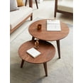 thumbnail image 5 of Marsrizon Home Round Coffee Table - 100% Solid Oak Wood Small Coffee Table with Three-Legged - Small Round Coffee Table, Round Side Table for Living Room (Walnut Color), 5 of 5