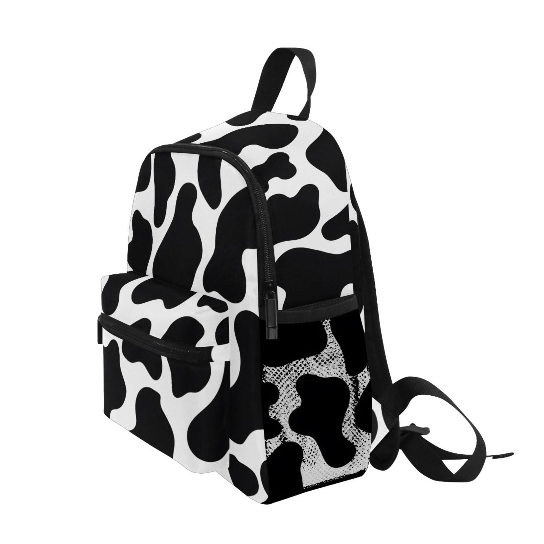 Cow Print Pattern Mini Backpack Cute Small Backpack with Chest Strap and Whistle Ages 3-8