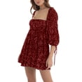 thumbnail image 3 of ZAXARRA Femme Été Sequin Sparkle Robe Demi-Manche Col Carré Dos Découpé une Ligne Robe Courte Robe de Soirée, 3 of 5