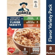 Quaker Instant Oatmeal, Variety, Quick Cook Oatmeal, 12 Packets