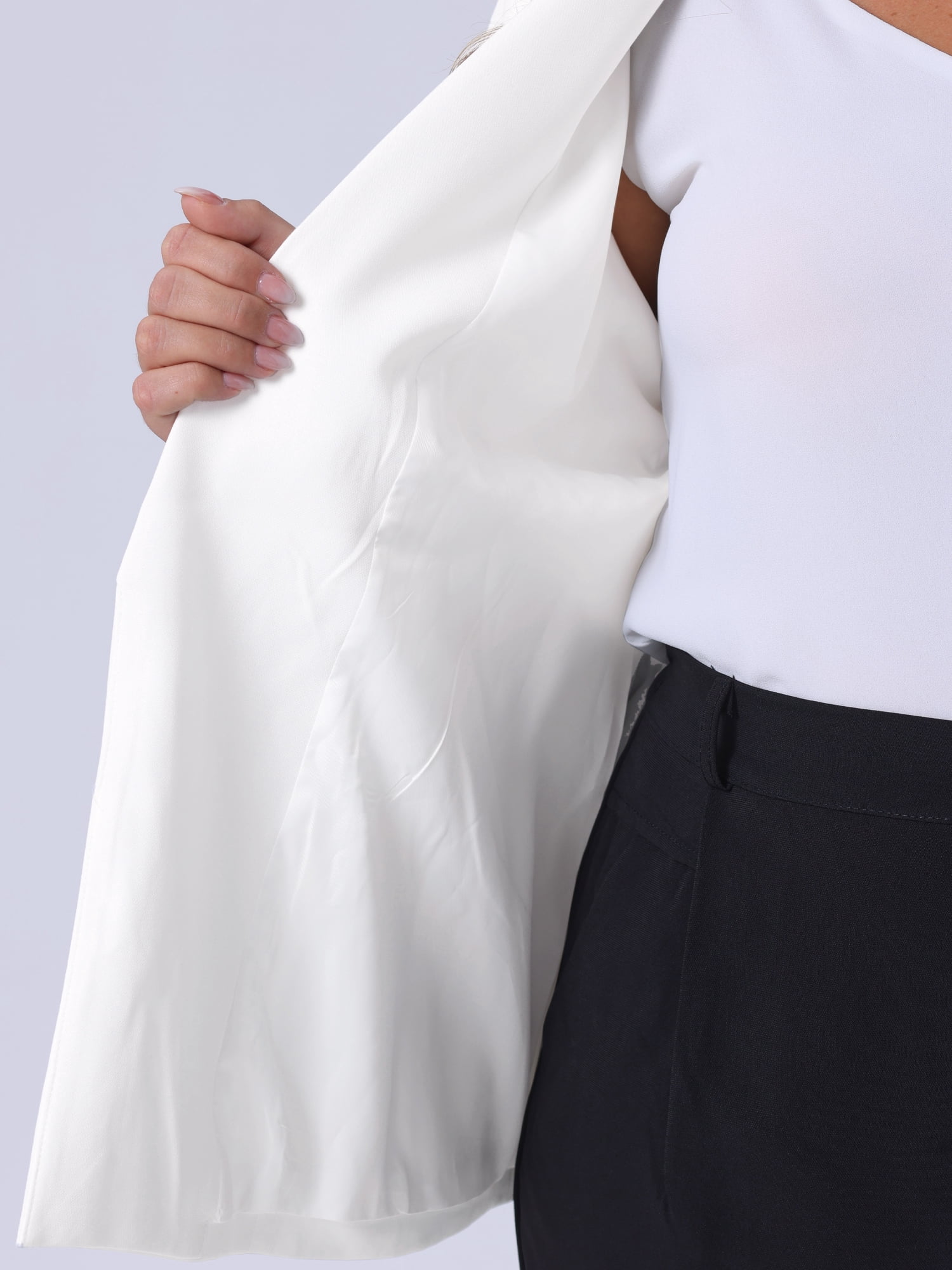 DARING DIVA Women's Plus Shawl Collar 3/4 Ruched Sleeve Blazers White 4X