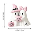 thumbnail image 3 of Cute Ghost Couple Halloween Figurine Resin Witch Hat Bow Pumpkin Tabletop Decor for Mantel Shelf Party Home, 3 of 7