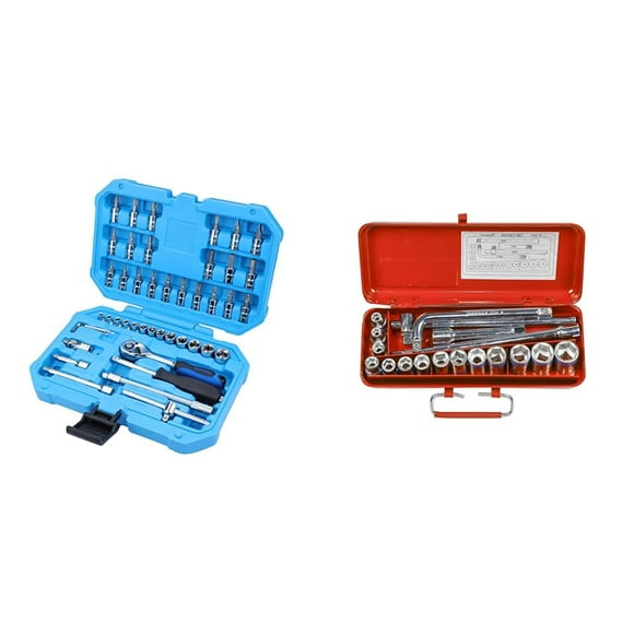 Sa46 Steel Socket Set - Blue, 46-Pieces | Alloy Steel, Chrome Vanadium Steel, Torx, Hex | For Home & Professional Use, Impact Socket Set | Electricians, Plumber, Mechanics Use, Tool Kit