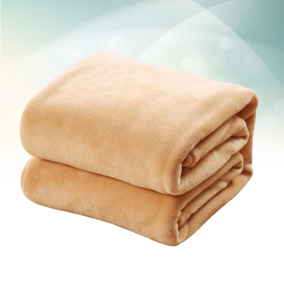 SEWACC Khaki Solid Color Flannel Fleece Blanket with Elaborate Stitching for All Year Use