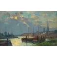 thumbnail image 2 of Albert Lebourg 18x13 Gold Ornate Wood Frame and Double Matted Museum Art Print Titled - The Port and the Cathedral of Rouen (1892), 2 of 4