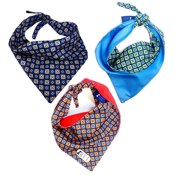 Bandanas para perros BFF set de 3 piezas talla mediana Ajedrez Rojo