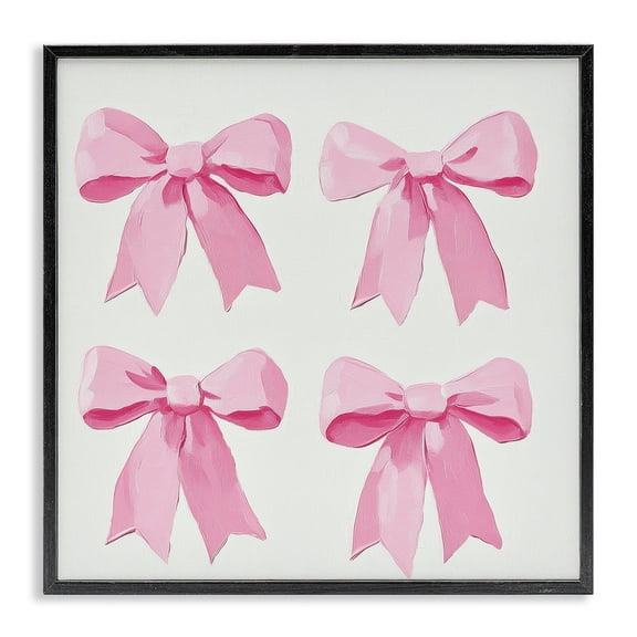 Stupell Industries Glam Four Soft Pink Bows Black Framed Giclee Art, 12 x 12, by Petals Prints Design