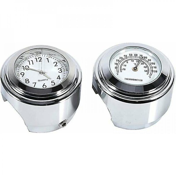 Motocycle Handle Watch, 7/8 Inch Waterproof Motorcycle Handlebar Digital Reloj y termómetro Temperatura Termómetro blanco Harley Motocicleta VCQ