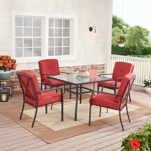 Mainstays Forest Hills 5 Piece Patio Dining Set Red Com Mainstays Forest Hills 5 Piece Patio, Red Patio Table Set
