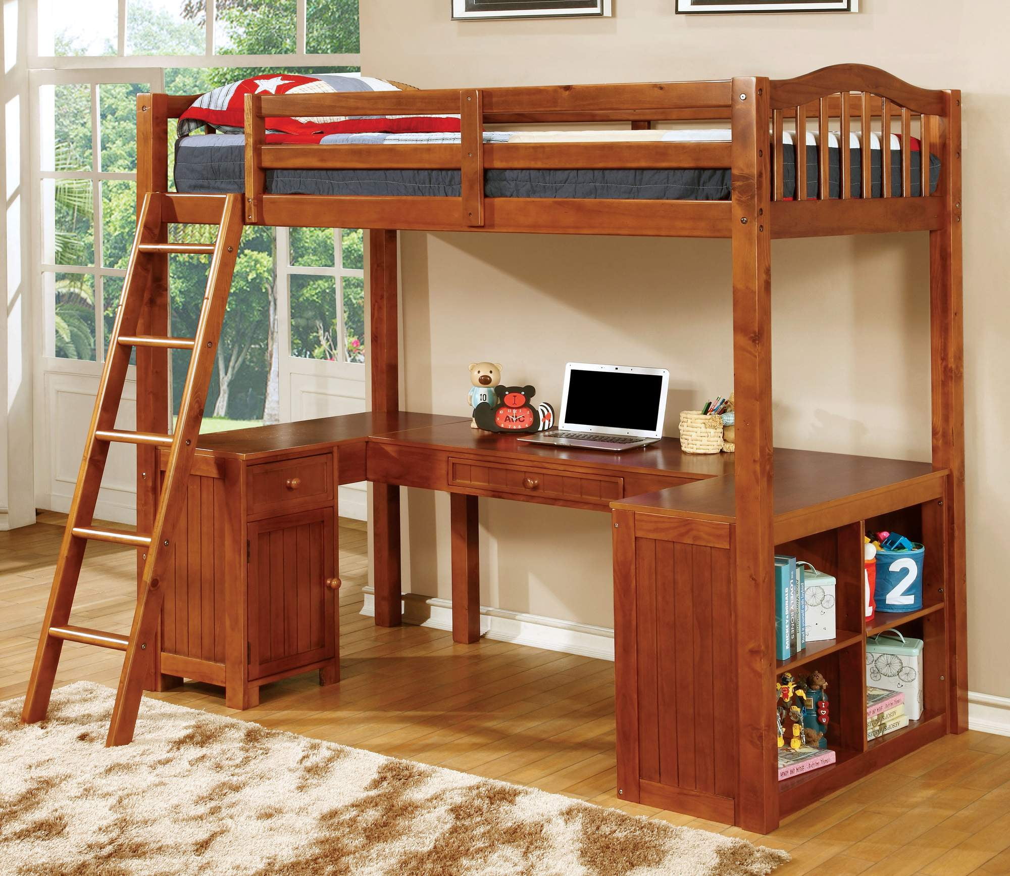 Furniture Of America Percy Cottage Twin Loft Bed With Desk Dark