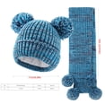 thumbnail image 2 of Unisex Youth Winter Hat and Scarf Set for Ages 4-10 Double Pompom Knit Beanie with Fleece Lining Thermal Neck Warmer for Juniors Outdoor Travel Everyday Casual Apparel Accessory, 2 of 6