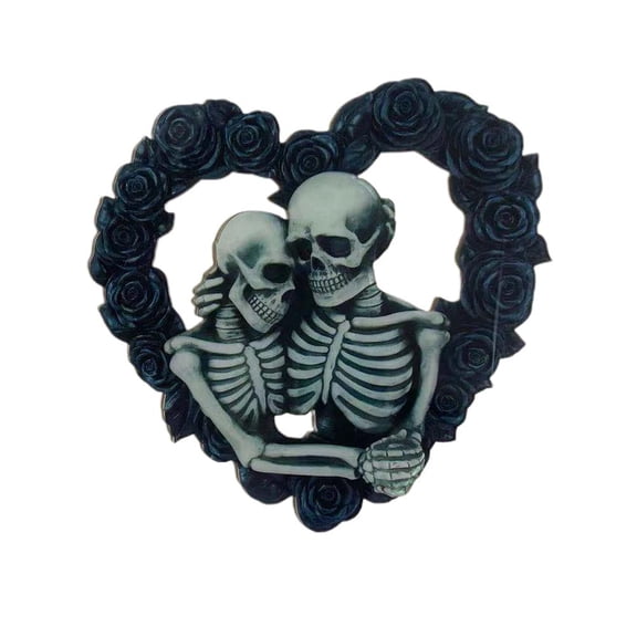 Valatala Halloween Skeleton Wreath Heart-shaped Skeleton Wreath for Halloween Door Decoration