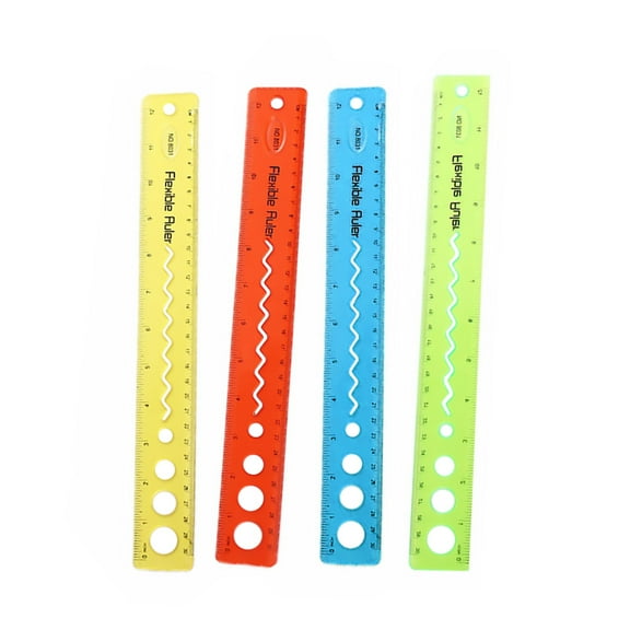 4 Pcs Safety Ruler Blue Bendable Clear Scale Drawing Student