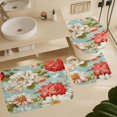 thumbnail image 5 of Floral Colorful Flower 4 Pcs Shower Curtain Set with Rug Bathroom Sets with Waterproof Fabric And Non-Slip Rugs Toilet Lid Cover Bath Mat Decor with Hooks, 5 of 7