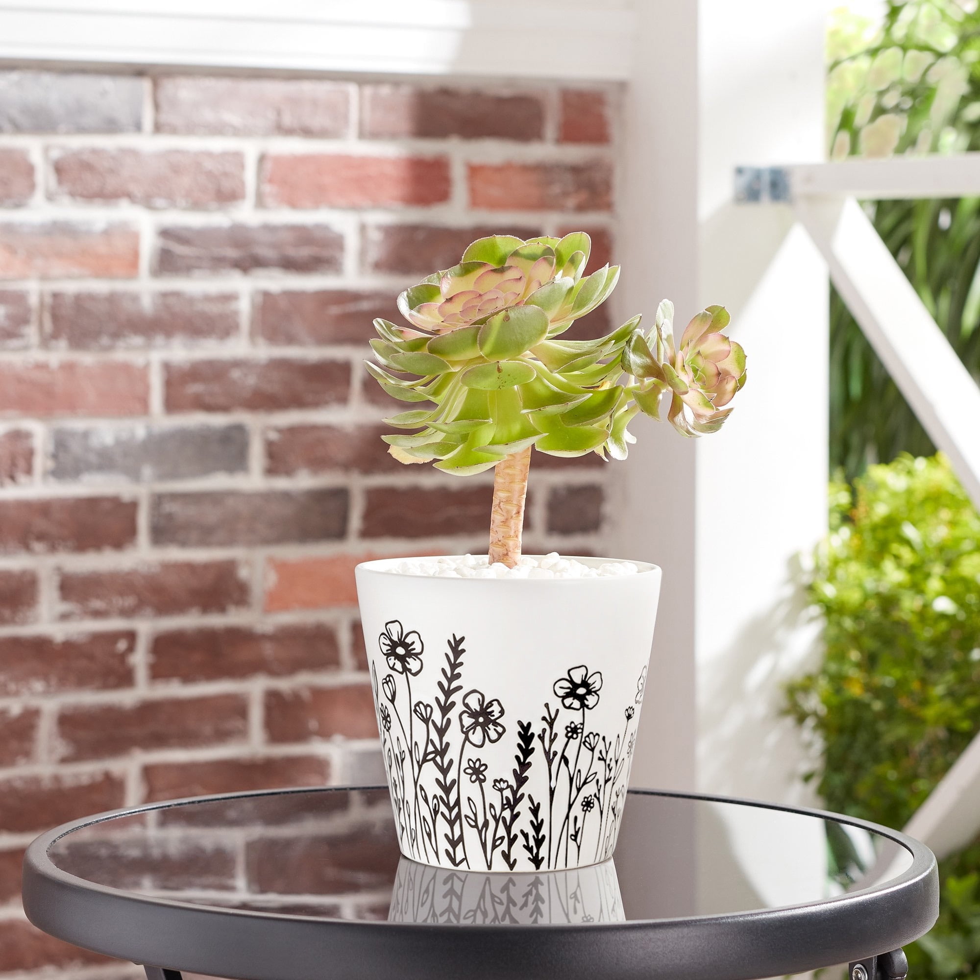 メイフラワー Mainstays Ceramic Wildflower Planter, White, 5.9 inch