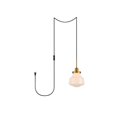 thumbnail image 1 of Living District LDPG6257BR Lyle 1 Light Brass & Frosted White Glass Plug-In Pendant, 1 of 3