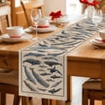 thumbnail image 5 of Blue Ocean Whales Table Runner 120 Inches, Retro Coastal Underwater Animal Brown Bed Runner Dresser Scarves Tabletop for Indoor Outdoor Parties/Ceremony/Banquet, 13"x 120", 5 of 8