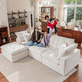 thumbnail image 2 of Sonegra 112" Oversized Modular Sectional L Shaped Sofa, Wide & Deep Seat Boneless Cloud Couch With Multi-Purpose Round Pillow, No Assembly (White), 2 of 7