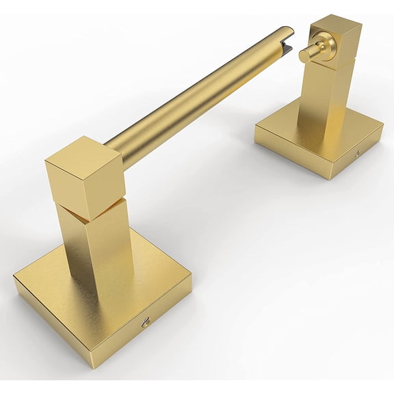 Double Post Pivoting Modern Square Toilet Paper Holder by RUACQ, Brushed Gold, Wall Mounted