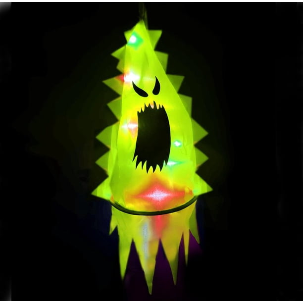 Bruja Brillante Con Luz Led Para Halloween, Sombrero De Bruja Con Cara De Fantasma, Accesorios De Cosplay Para Jardín, Árboles, Sala De Estar seitruly HA041393-04