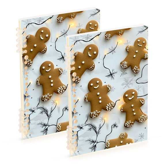 joogoo Spiral Journal Notebook Gingerbread Christmas College Ruled Notebooks 8.3" x 5.7" 2 PCs