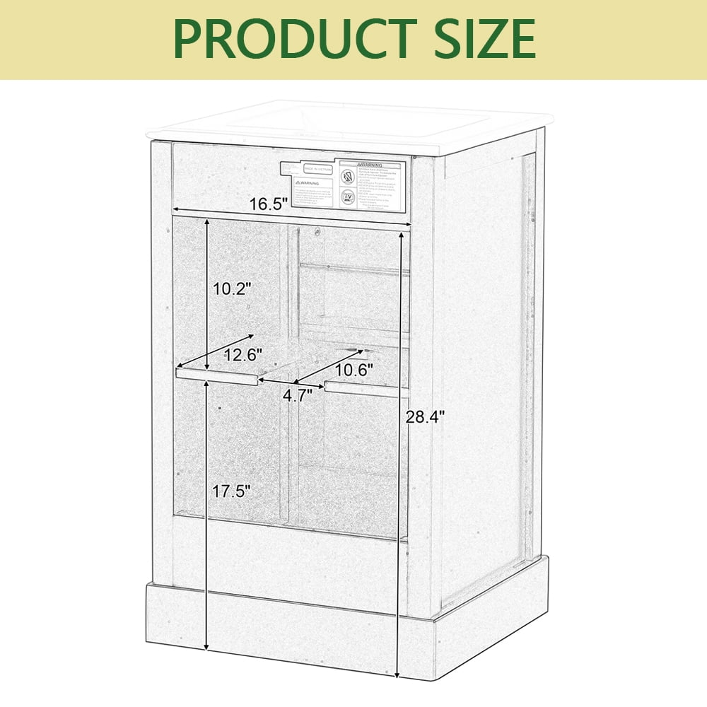 MIDOQIN 20" Bathroom Vanity with Sink, Free Standing Single Basin Vanity Set with Storage Rack Shelf & One Drawer, Wooden Bathroom Cabinet with Ceramic Basin