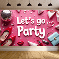 thumbnail image 6 of LUUFILx Let's Go Party Backdrop Banner Pink Disco Decoration Fashion Accessories Props Birthday Celebration Photography Event Background, 6 of 7
