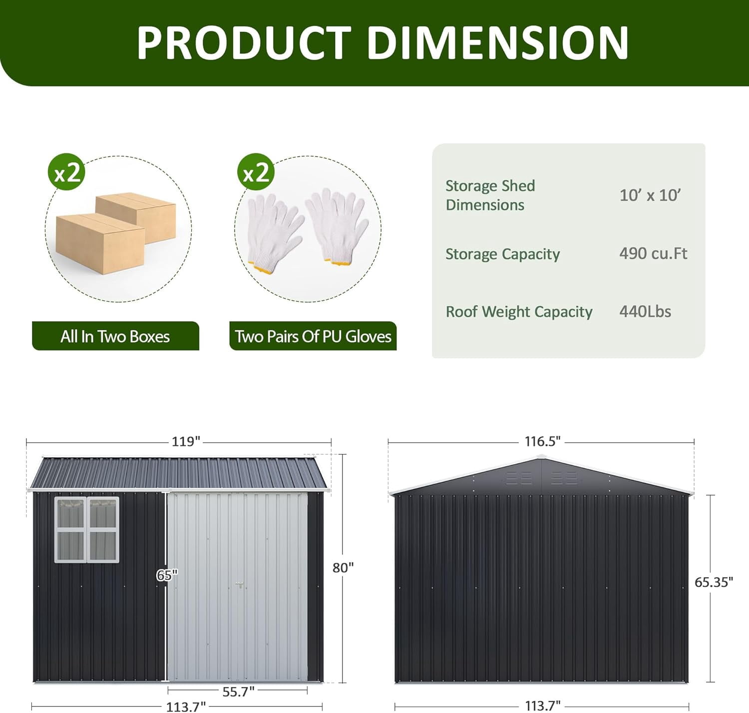 10x10 FT Outdoor Storage Shed, Metal Garden Tool Shed with Updated Frame Structure, Lockable Doors and Windows, Ideal for Backyard Garden Patio Lawn