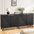 thumbnail image 2 of Stylish White Fluted Sideboard Cabinet with Adjustable Shelves & Multifunctional Wooden Accent Cabinet with Doors, Buffet Storage for Living Room, Dining Room, Entryway ,White/Black, 2 of 7