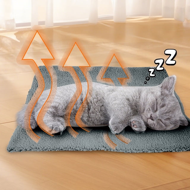 Tapis Chauffant Réversible pour Animaux de Compagnie, Coussin Chauffant pour Chat et Chien, Utilisation Intérieure et Extérieure, 2 Styles 60x48cm 65x95cm