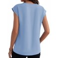 thumbnail image 4 of Women's V Neck Chiffon Blouses Cap Sleeve Shirts Casual Loose Work Office Solid Tops, 4 of 4