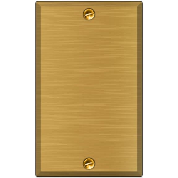 1-Gang Blank Satin Brass Wall Plate Cover, Made in USA, Standard Size Satin Brass Blank Light Switch Cover, Cover Plate for Unused Outlets & Electrical Boxes, Matching Screws