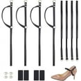 thumbnail image 1 of 4 pares de correas de tobillo antideslizantes para tacones altos, 2 estilos, negras, elásticas, de cuero, antideslizantes, de repuesto, desmontables, para zapatos de mujer, con hebilla., 1 of 7