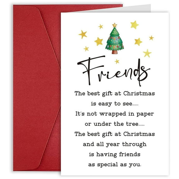 Christmas Card for Friends – Heartwarming Holiday Message – Includes Red Envelope – Ideal Gift to Celebrate Friendship This Season