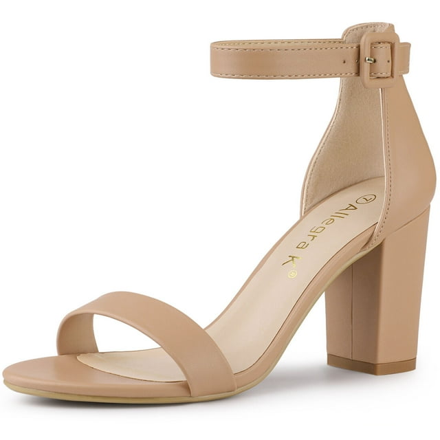 BLISSFUL STEP Women's Block Heel Printed Open Toe Ankle Strap Sandals