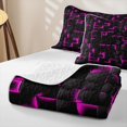 thumbnail image 4 of meiyoeat Pink Geometric Plaid Quilt Full For Boys,Modern Patchwork Check Full Bedspread Sets For Kids,3-Piece, 4 of 7