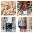 thumbnail image 2 of Women’s Denim Patchwork Cardigan Jacket Long Sleeve Button Down Lapel Casual Outerwear with Pockets, 2 of 5