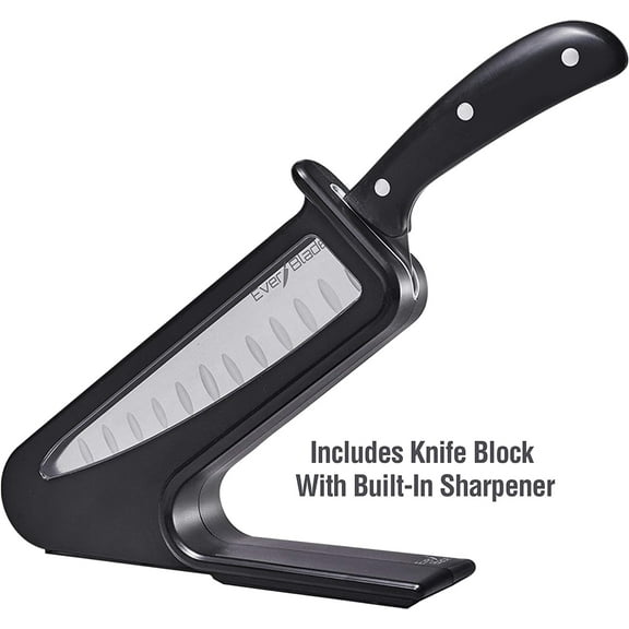 EverBlade Non-Stick Self Sharpening Professional Chef Knife - Full tang handle - Self Sharpening Knife Block - German Stainless Steel - As Seen on TV
