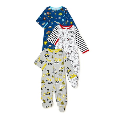 

Wonder Nation Newborn Baby Boy Sleep and Play Pajamas 3-Pack Preemie-6/9 Months