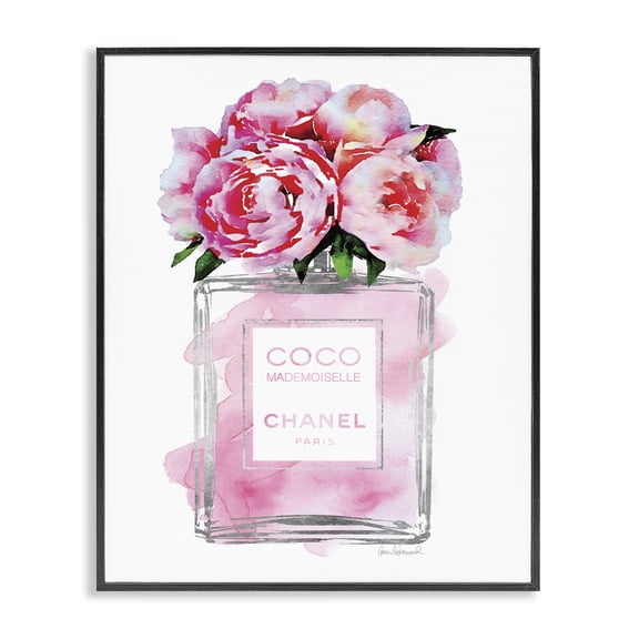 Stupell Industries Contemporary Glam Perfume Bottle with Roses Black Framed Giclee Art, 11 x 14, by Amanda Greenwood