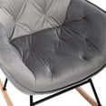 thumbnail image 6 of Nursing Glider Rocking Chair, Velvet Upholstered Accent Chair Rocker Chair with High Backrest & Armrest, Mid Century Modern Wood Armchair Single Sofa Chair for Living Room Bedroom Nursery, Gray, 6 of 7