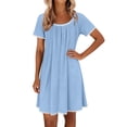 thumbnail image 6 of Uootdi Women's Nightgowns Round Neck Short Sleeve Floral Embroidered Trim Sleep Dresses Loungewear Sleep Style Soft Breathable Loose Fit Nightgowns Gift, 6 of 9
