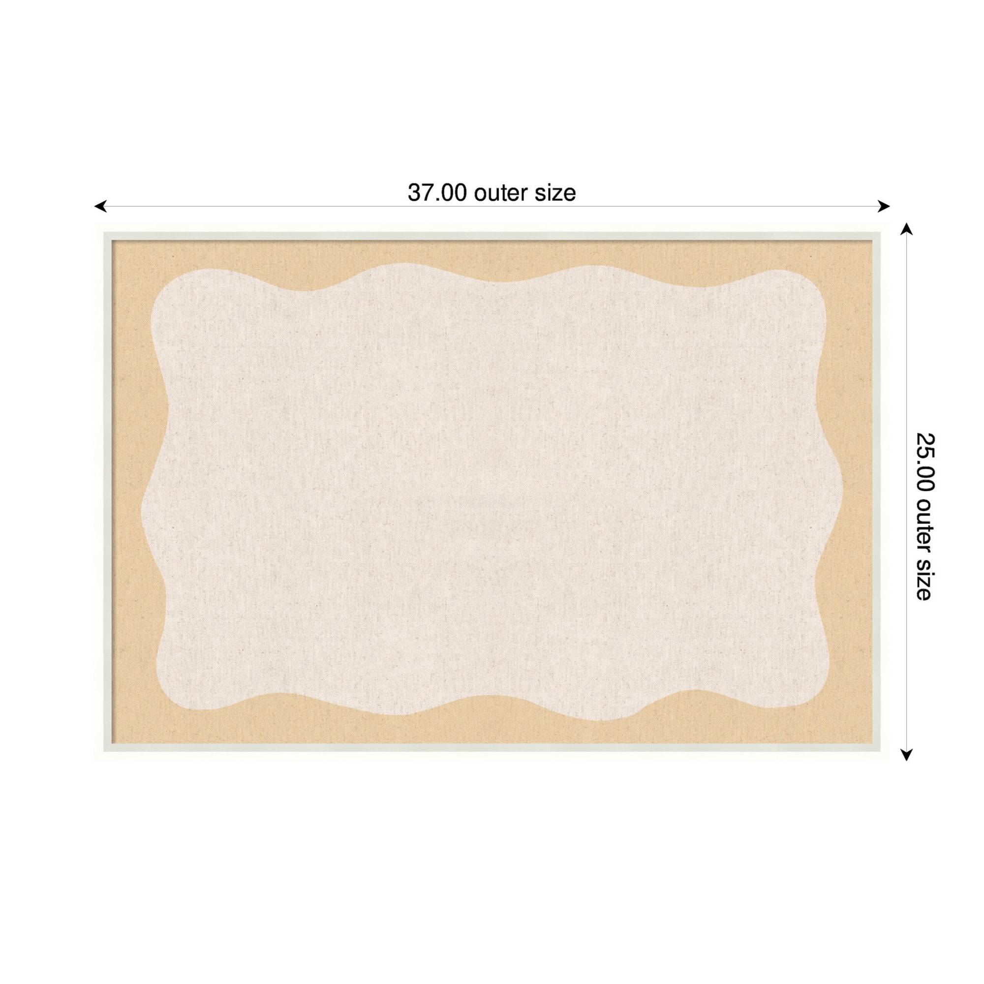Kate and Laurel Framed Fabric Pinboard 37 x 25,  Printed Linen Modern Bulletin Board for Use as a Vision Board or Wall Organization, Lucie White Frame