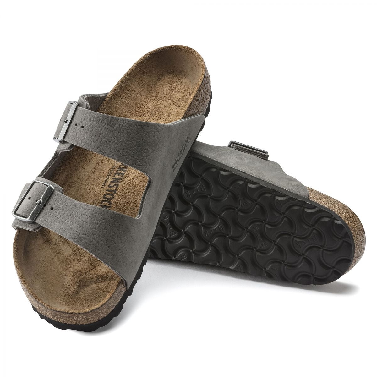 BIRKENSTOCK Arizona Gray Nubuck Sandals Mens Regular Width 1020752 Whale Gray