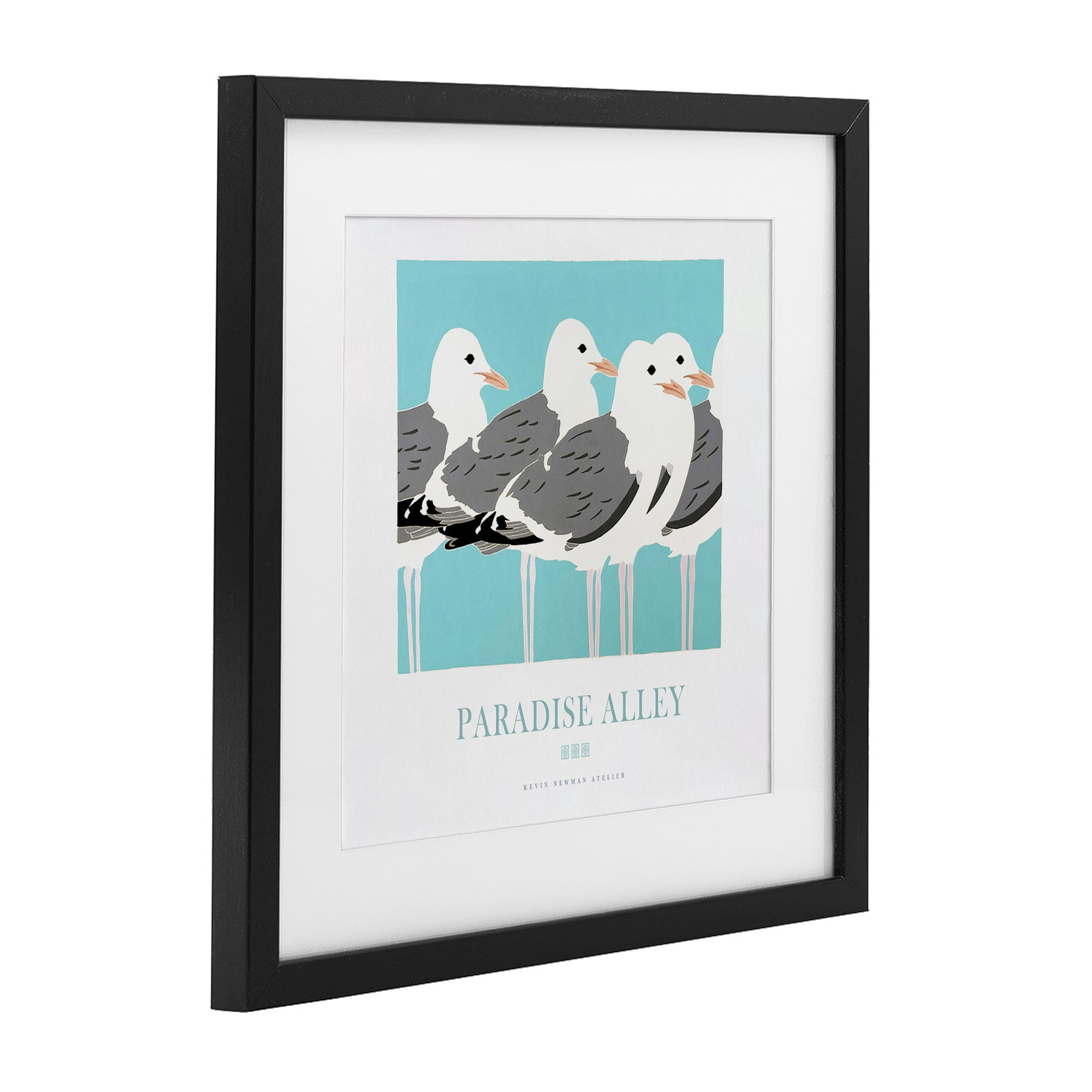 Stupell Industries Paradise Alley Seagull Gathering Black Framed Print Under Glass, design by Jadei Graphics