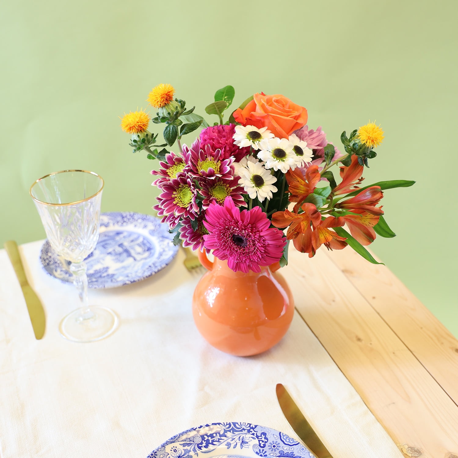 Mixed Flower Bouquet Medium with Vase, Colors May Vary