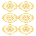 thumbnail image 1 of Juego de 6 manteles individuales ovalados de encaje retro de 12x16 pulgadas, doilies de ganchillo franceses en color amarillo, 1 of 7