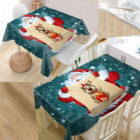 

Merry Christmas Rectangular Tablecloths Oxford Cloth Table Cloth Snowman Snowflake Santa Claus Dinning Table Cover for Party